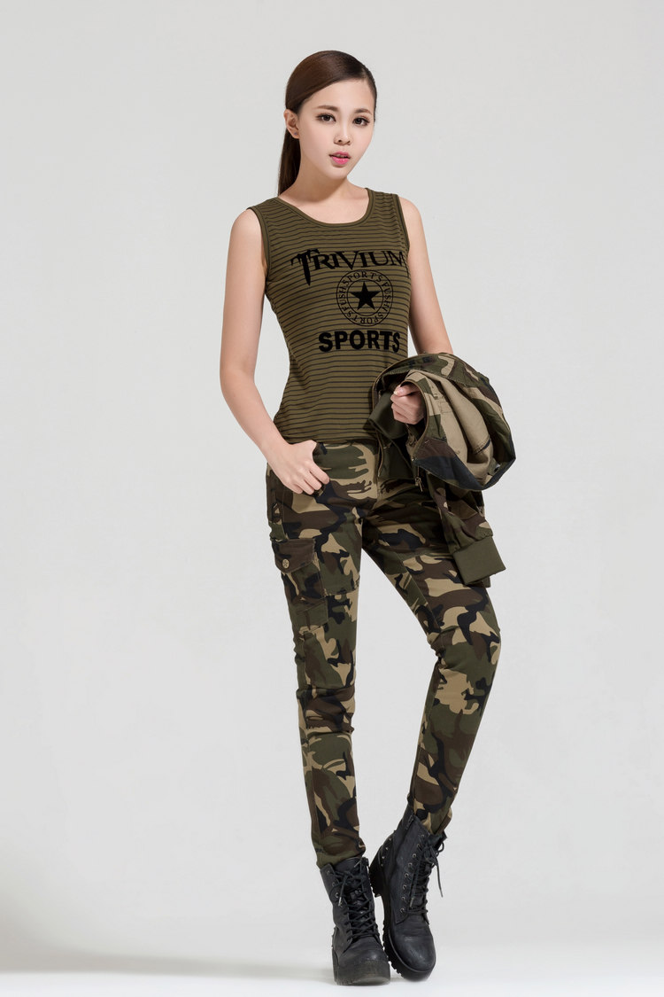 hoscene女士套装 hoscene春秋三件套装迷彩服女套装春季新款水兵迷彩