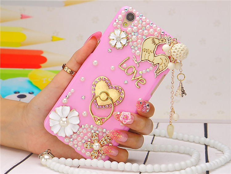 款oppoa37手机壳女款挂绳a37m手机套a37保护套防摔水钻支架oppo外壳