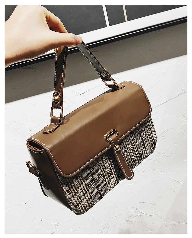 小包包女2017新款韩版潮复古格子小方包ulzzang斜挎包手提单肩包