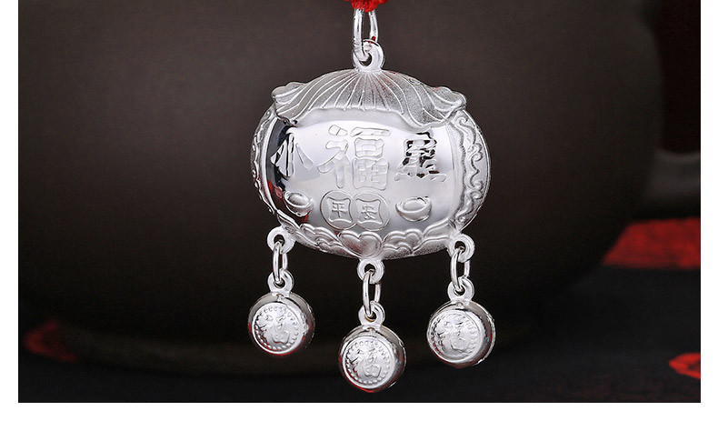 戴福瑞99足银长命锁宝宝纯银锁婴儿小孩锁包平安锁儿童吊坠宝宝