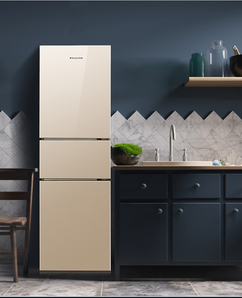 自营万宝(wanbao) 208升三门冰箱 家用直冷节能省电 中门软冷冻 自