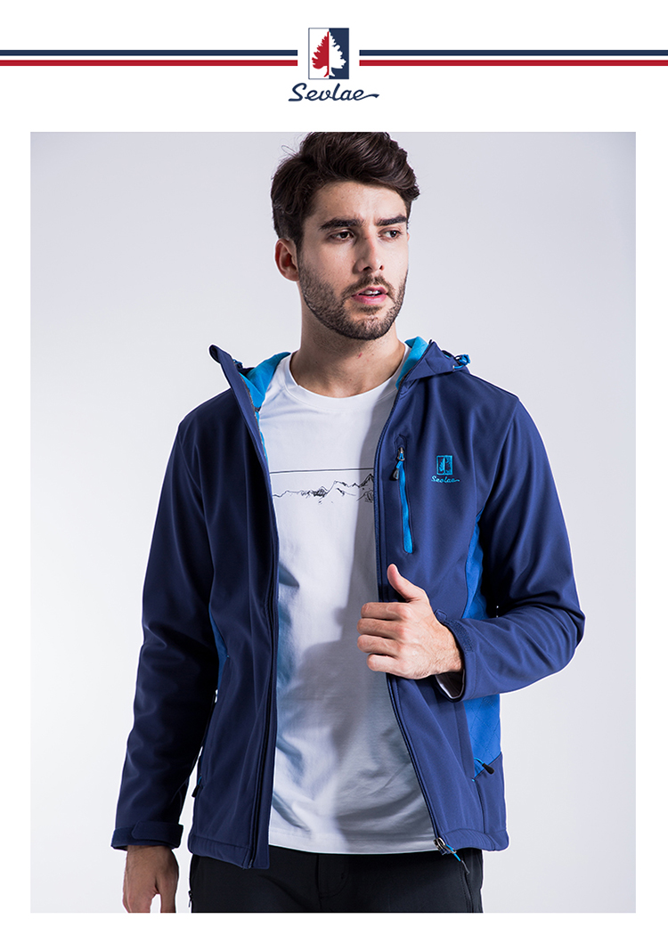 圣弗莱男式软壳衣春秋款户外运动外套透气保暖休闲软壳冲锋衣