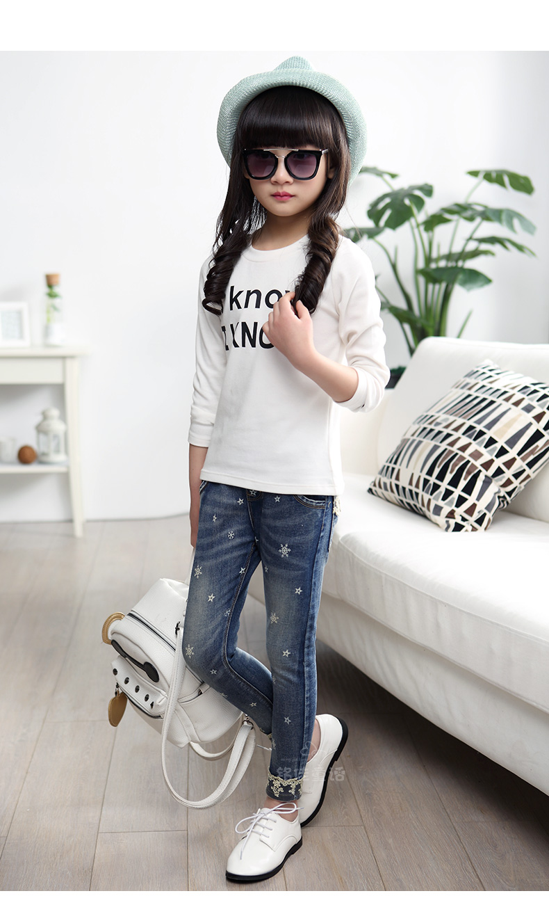 裤子女童牛仔裤春秋装韩版长裤大童12岁15夏10薄款女孩13小脚【价格