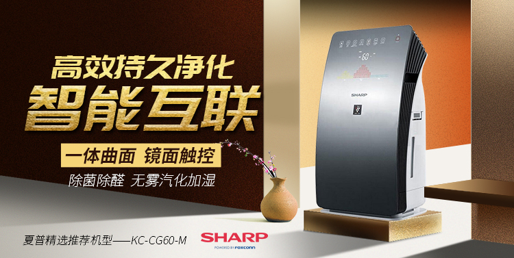 夏普 (Sharp) 空气净化器 KC-CE50-N 家用遥控 除霾 除菌 除甲醛 pm2.5 无雾加湿 净化器