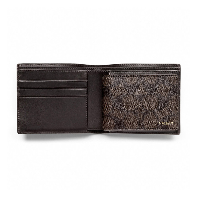 coach蔻驰74586新款男士pvc经典印花短款钱包