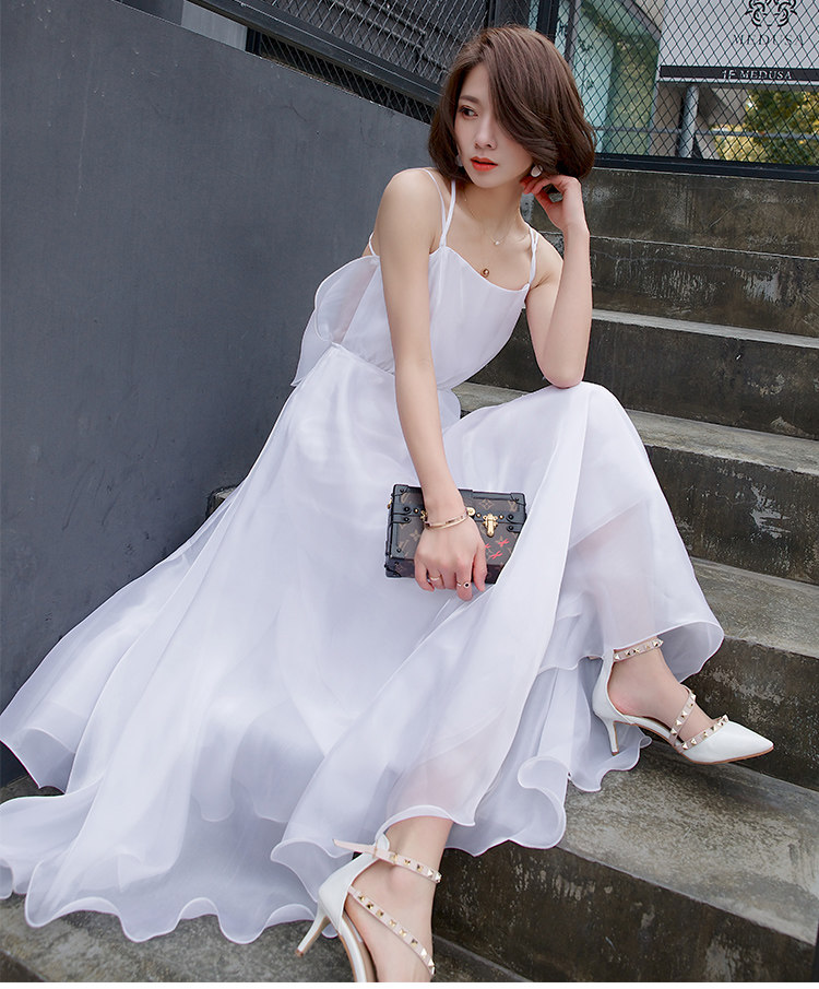 新款式性感露背吊带大摆沙滩裙巴厘岛海边度假连衣裙复古礼服长裙吊带