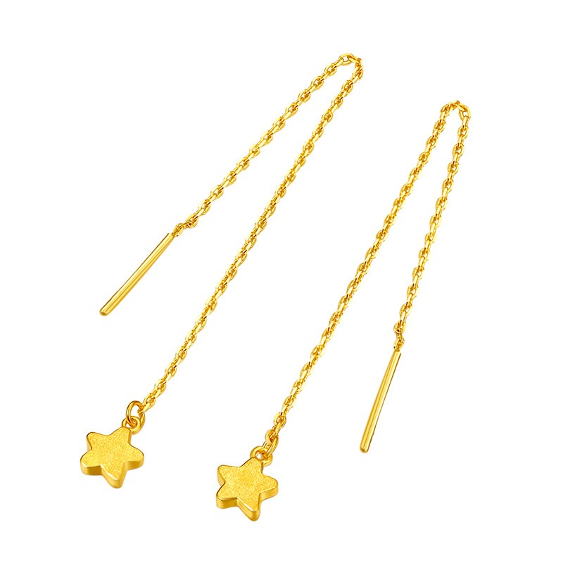 壹仟俩黄金耳线女款星星耳饰时尚韩版女士耳坠计价黄金饰品约207