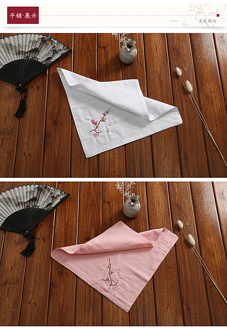 qma新款古风一剪梅绣花情侣手帕男士手绢刺绣棉麻梅花手帕女士可绣字
