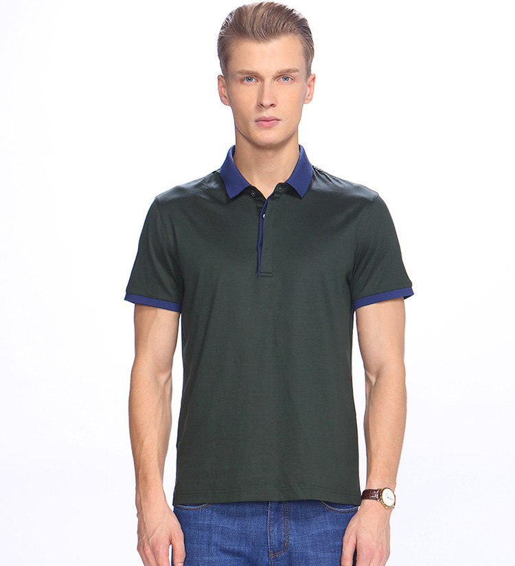 cardanro卡丹路新品款男士t恤百搭拼色领短袖反领t恤休闲时尚简约男装