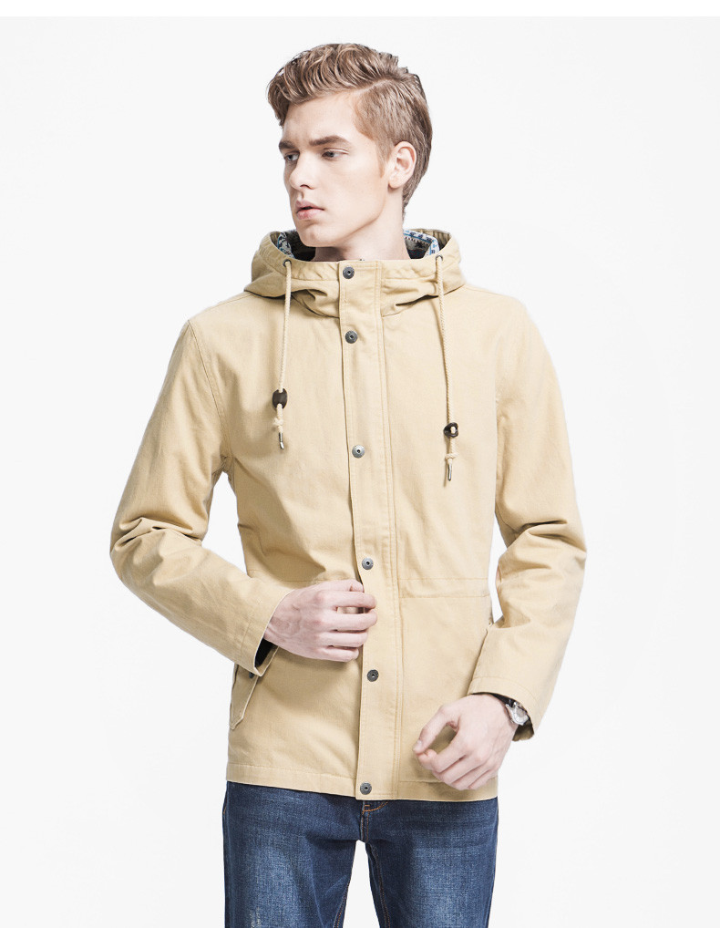 以纯线上品牌a212015秋季新品修身中长款风衣男装连帽纯色保暖外套