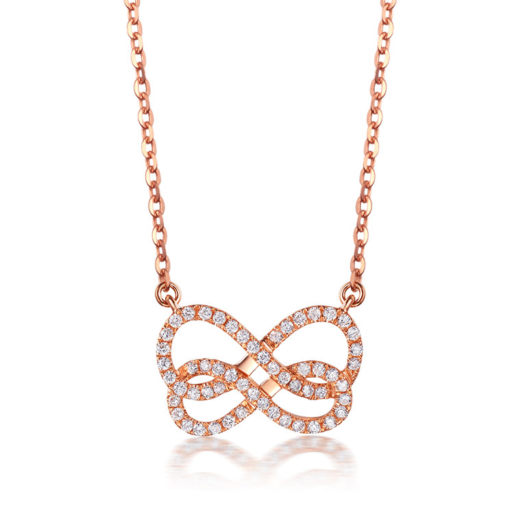 佐卡伊 18k玫瑰金钻石吊坠时尚轻奢钻石项坠项链锁骨链女