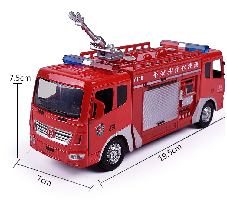 消防车模型回力声光合金车模消防警车救护车套装3岁以上儿童玩具车