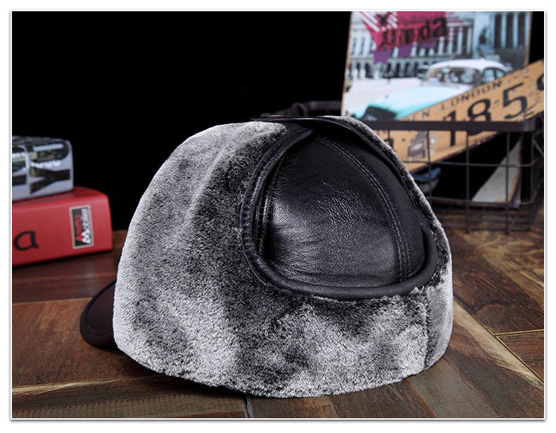 恒源祥中老年人真皮防风帽男士冬季加厚户保暖外护耳羊皮鸭舌帽韩色