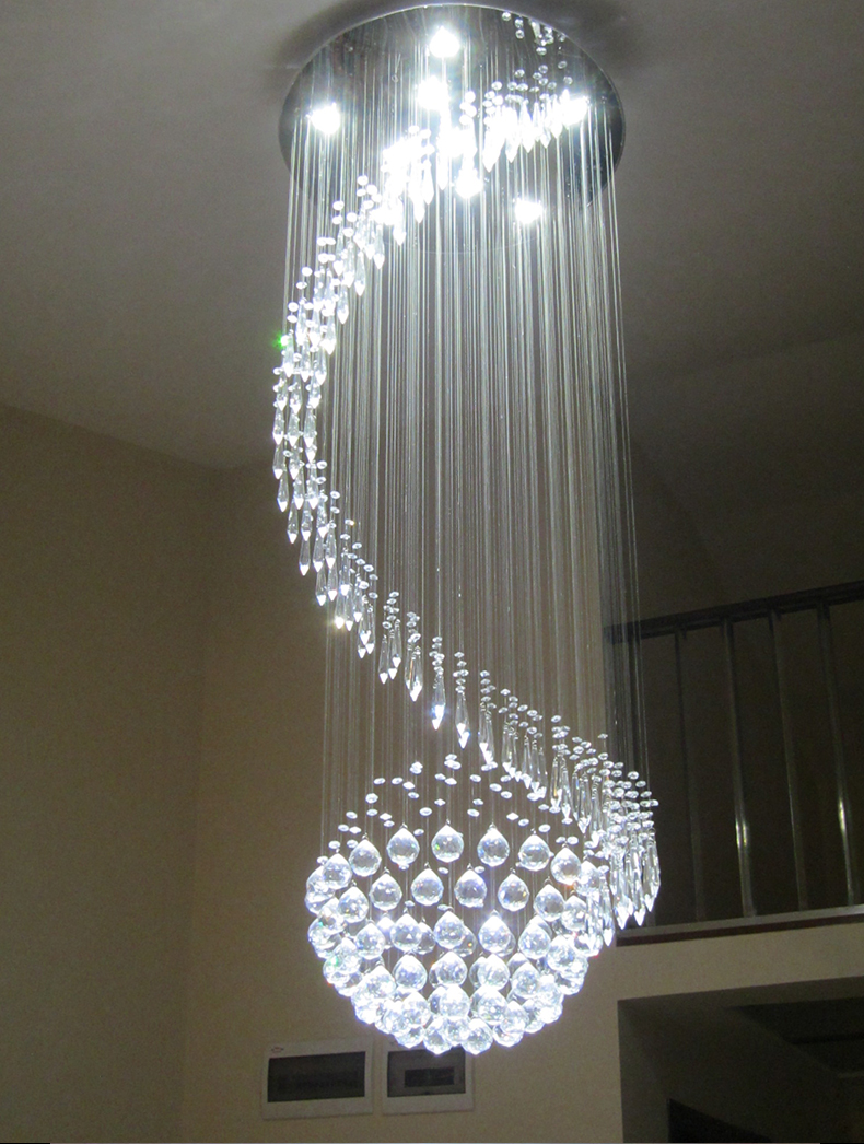 夕牧(ximu)灯具客厅灯简约现代创意别墅复式楼大吊灯楼中楼水晶灯挂灯