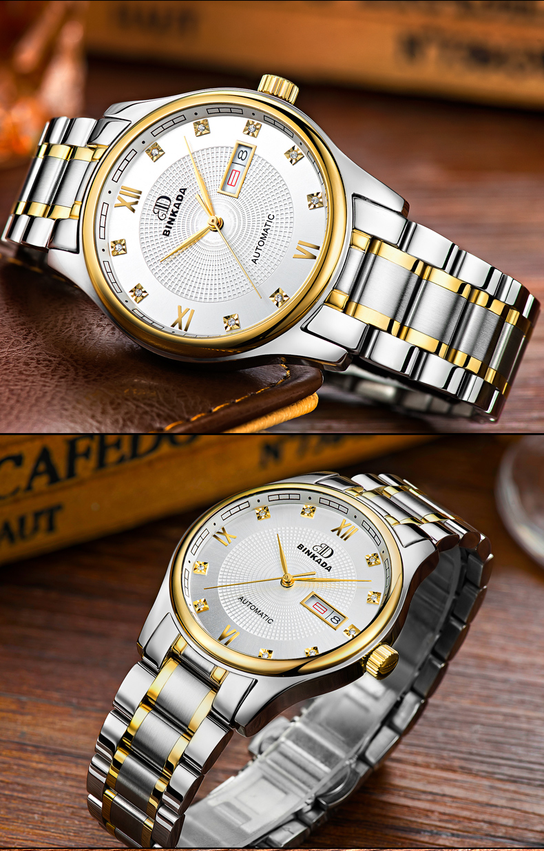 正品宾卡达binkada透底男士手表自动机械表 男休闲时尚潮流间金男表