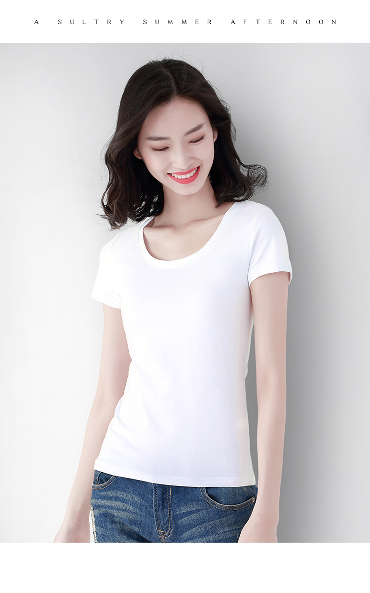 纯白短袖t恤2019新款春夏季修身洋气棉质体恤上衣女显瘦半袖韩版