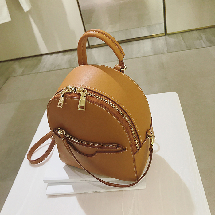 新款南原创设计款 奶油棕色双肩包女2017新款欧美学院风书包女生背包