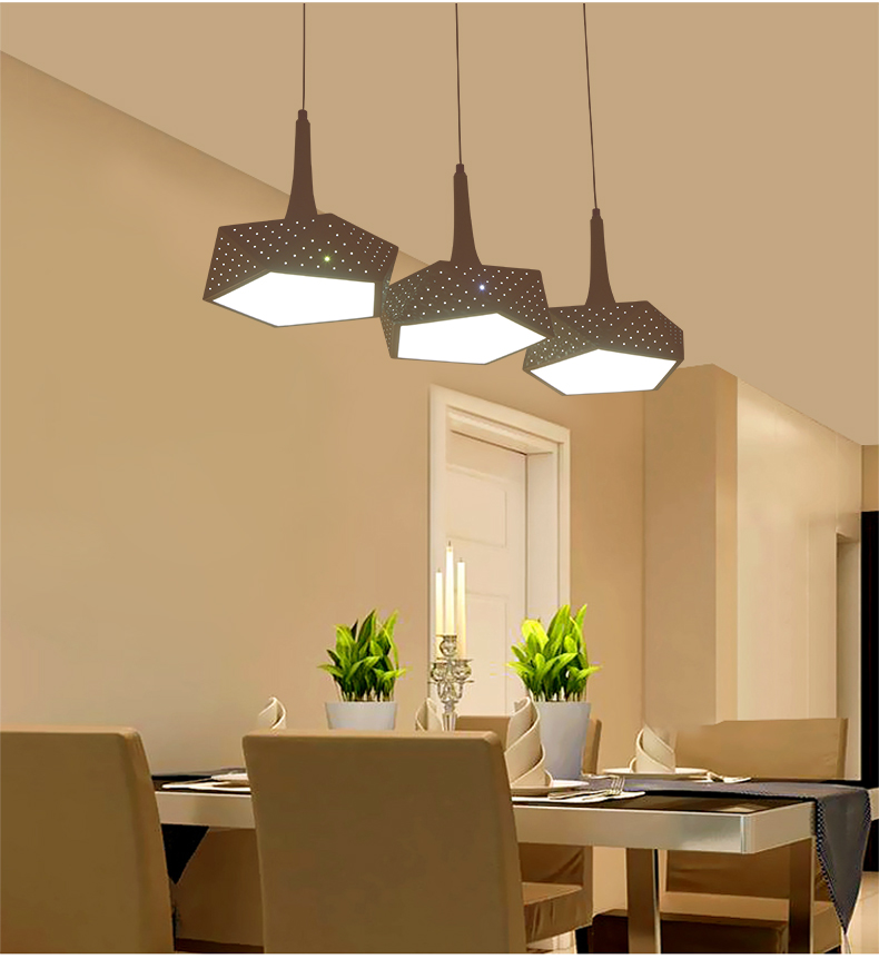 led三头餐灯厨房饭桌灯简约现代镂空餐厅灯饰个性创意吧台灯具