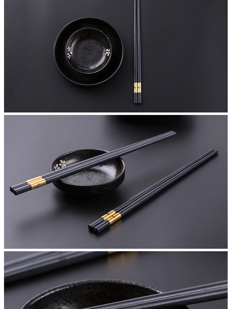 唐宗筷 合金筷子 不锈不发霉合金筷10双装 不含钢 家用酒店日式筷 银