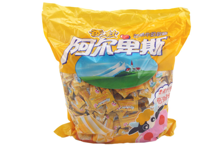 阿尔卑斯(alpenliebe) 包邮 阿尔卑斯 芒果牛奶味软糖 2500g 袋装 儿
