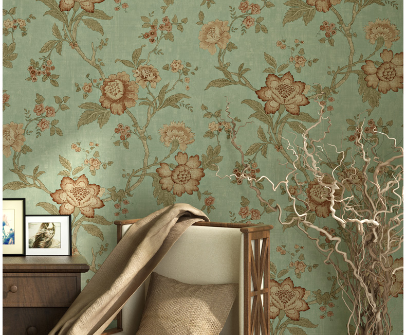 壹德壹墙纸/墙布 美式复古乡村无纺布墙纸简约婚房田园卧室床头客厅