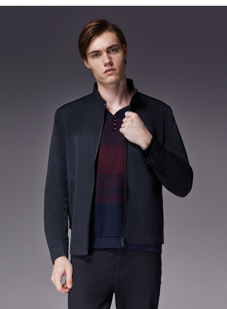 劲霸奥莱男装夹克男外套中年春秋男士商务休闲2018新款夹克衫正品秋装