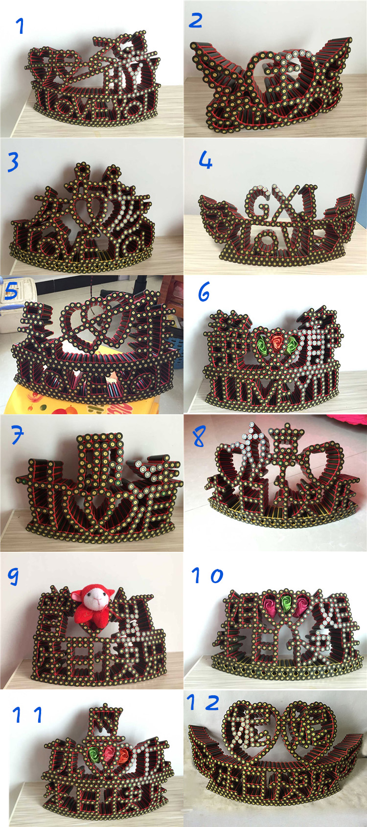 彩丽馆礼品之家 纯手工线编成品 壳工艺品i love you双翼95/03式弹壳