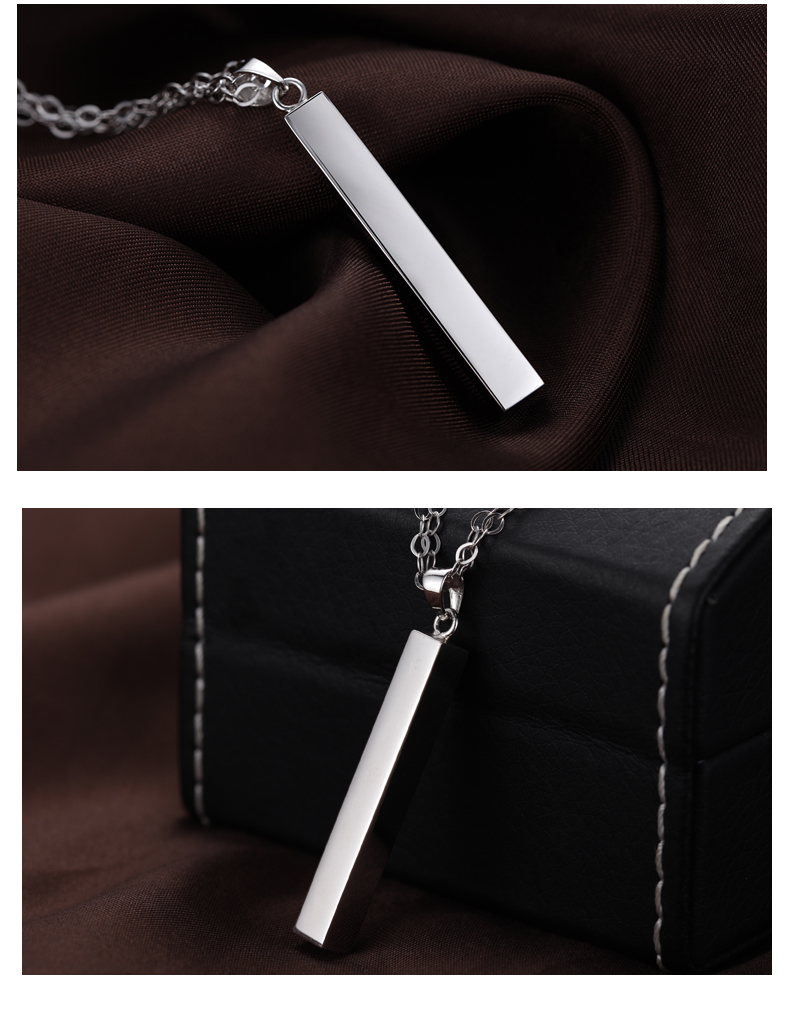 超级新品 阡陌925银项链 银条坠情侣项链 一对男女韩版时尚创意可刻字