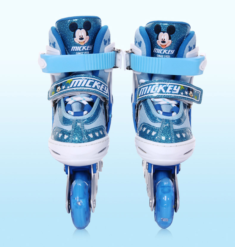 迪士尼disney可调闪光儿童套装轮滑鞋溜冰鞋旱冰鞋八轮全闪