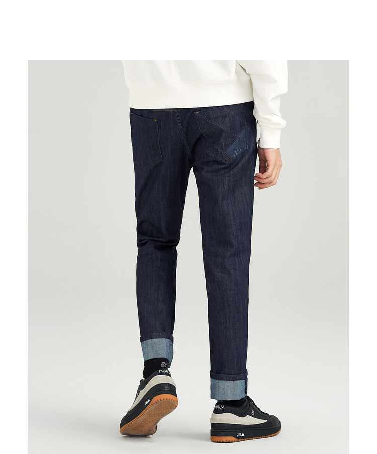 gxg牛仔裤男装冬季男士时尚休闲经典深蓝色牛仔长裤男