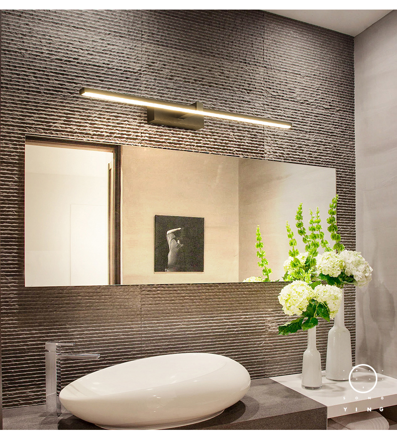 北欧防水镜前灯现代简约led浴室壁灯卫生间厕所镜柜灯镜灯免打孔80cm