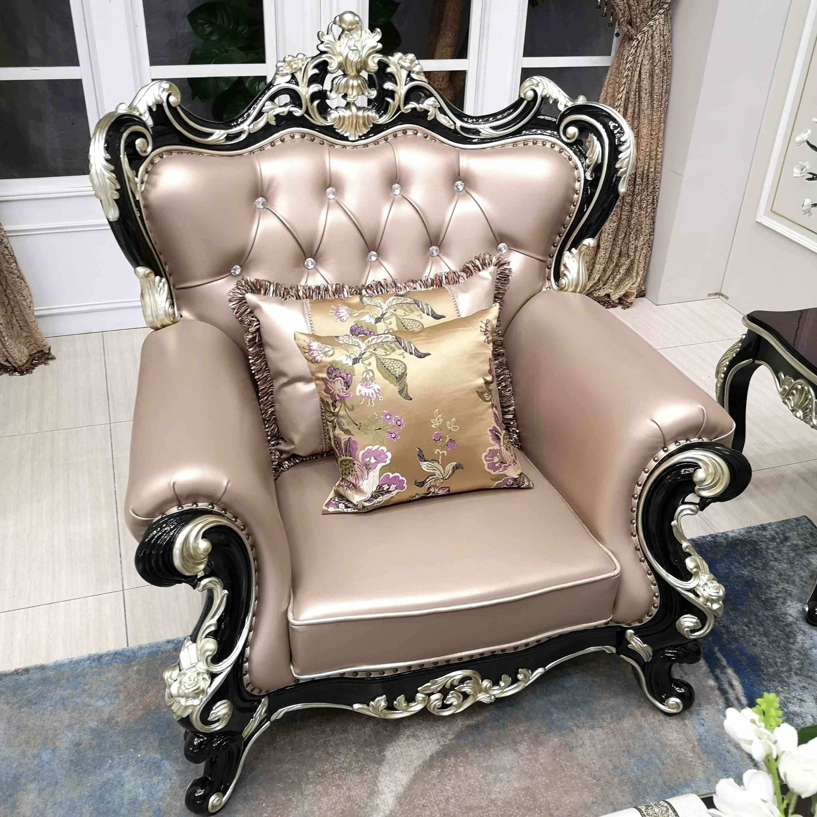 欧式沙发组合客厅黑檀实木真皮轻奢大户型美式新古典简欧别墅家具