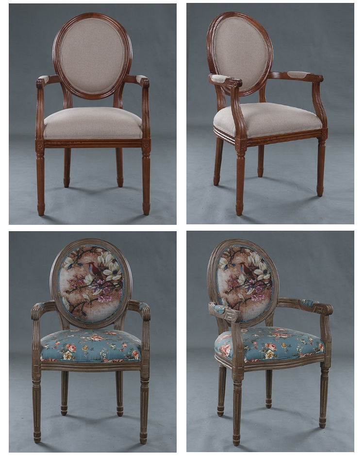 淮木美式乡村复古印象龙椅子欧式咖啡厅雕花做旧仿古餐椅书椅客厅卧室