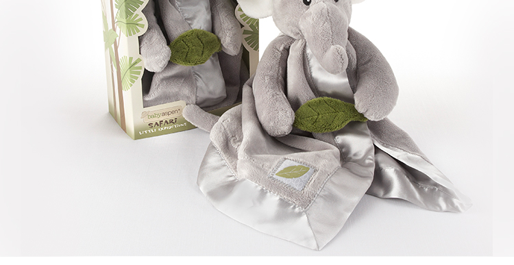 babyaspen可爱的大象摇铃毛绒毯子