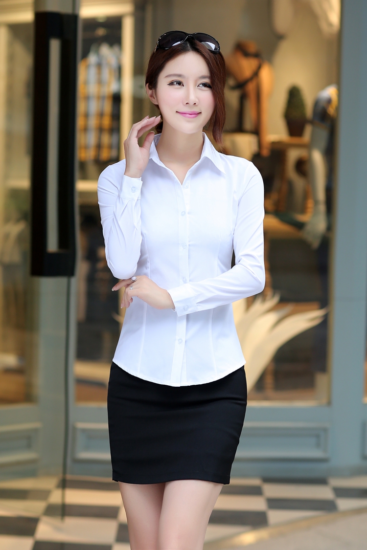 白衬衫女长袖职业装春季修身白领正装大码女装工作服面试装ol