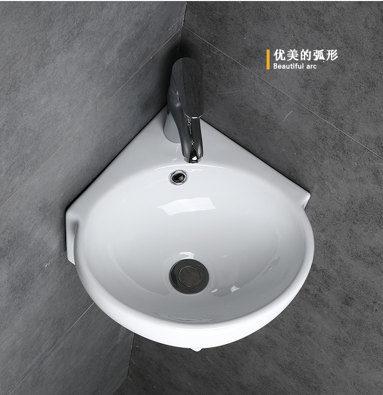 三角形洗手盆厕所角盆微型小型洗脸盆洗手盆迷你壁挂式卫生间转角墙角