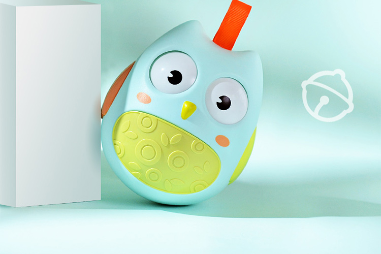 兔小贝学爬婴儿玩具猫头鹰不倒翁024个月12宝宝6益智1岁3不到翁薄荷绿
