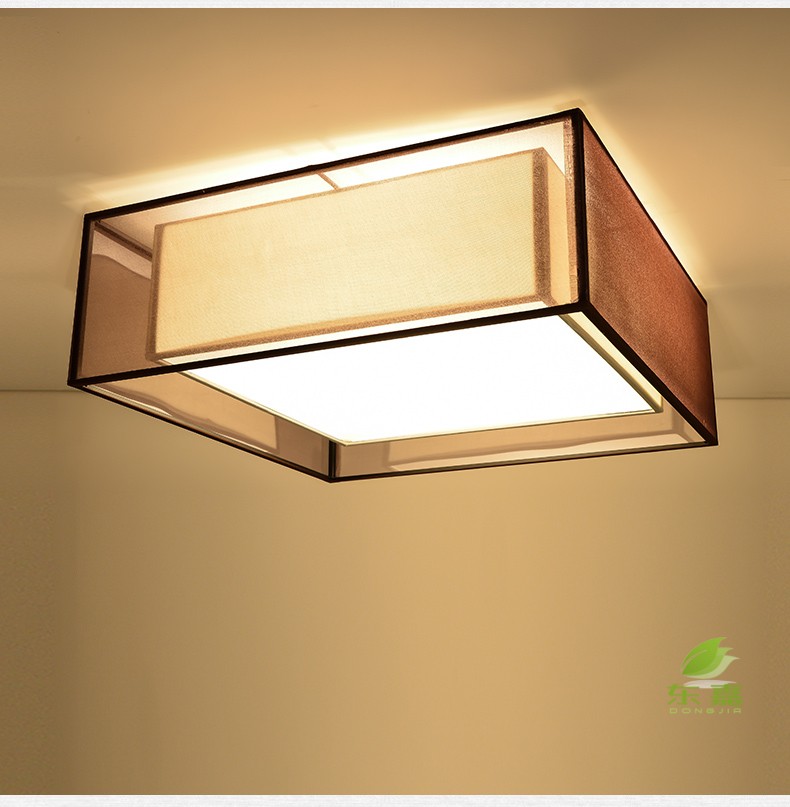 新中式灯具正方形大气客厅灯布艺过道卧室灯餐厅书房