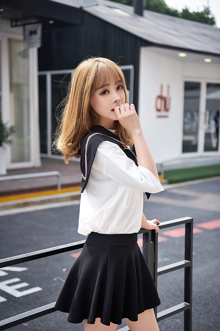 mtiny日本女学生装水手服夏jk制服校服班服日系短袖英伦海军风cos套装