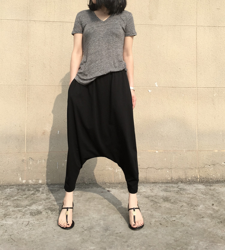 珊诗丽(sexemara)女士休闲裤 902新款帛禧春夏新大裆裤吊裆裤九分小脚