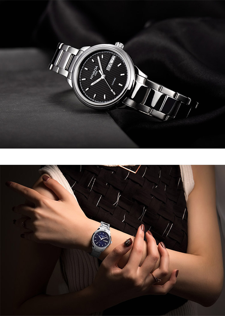 尼维达nivada女表石英表钢带情侣表进口机芯防水休闲腕表lq8046