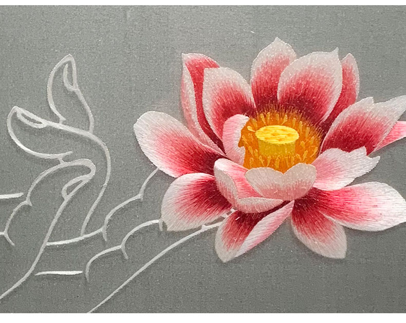 祺匠屋苏绣装饰画纯手工苏州刺绣画成品禅意莲花湘绣客厅画新中式玄关