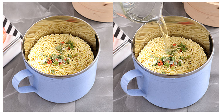 泡面碗保温饭盒儿童便当盒成人大号碗筷套装学生宿舍碗带盖通用简约