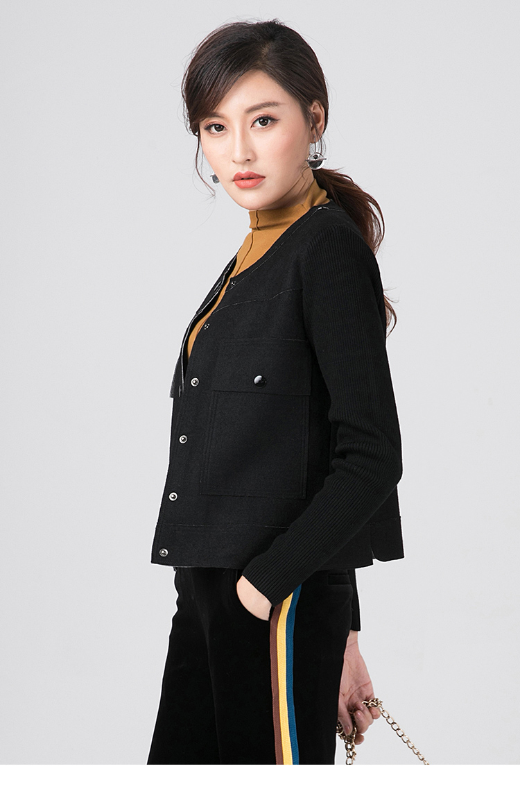 逸阳清短款无领外套