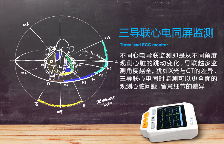 家用心臟監護檢測儀24小時便攜式記錄儀含血氧監測三導聯心電儀pc80d