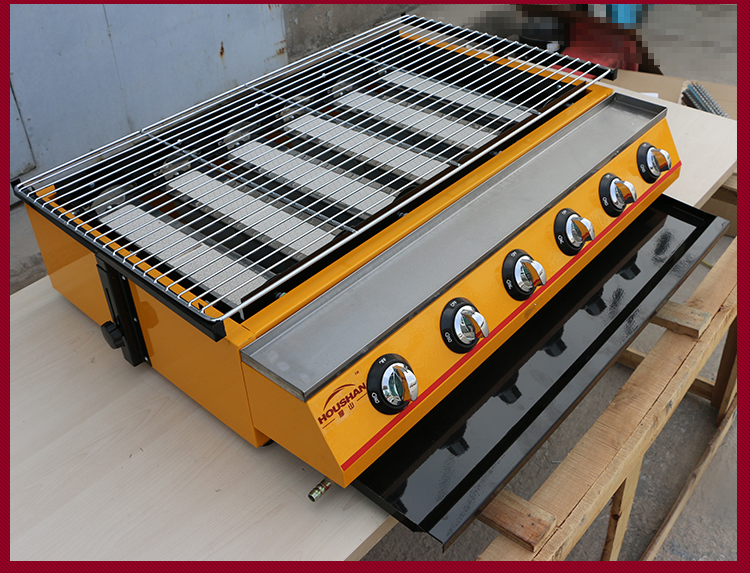 厚山燃气烧烤炉商用煤气烤生蚝机无烟烤面筋扇贝烤鱼液化气烧烤机