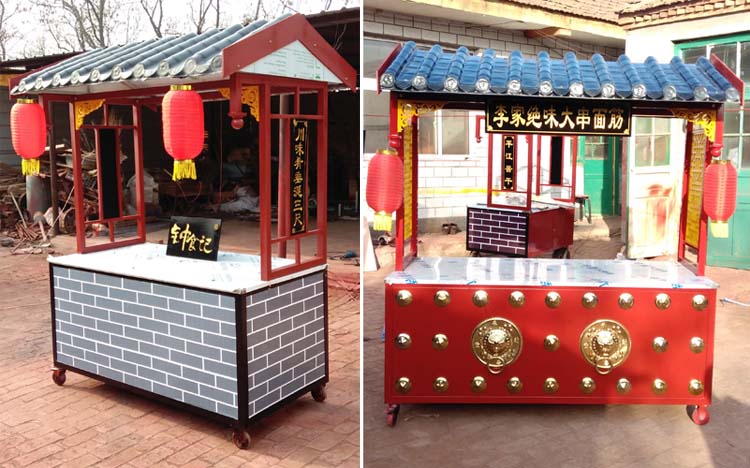 仿古小吃车手推车摆摊移动多功能快餐车烧烤面筋车商用复古美食车
