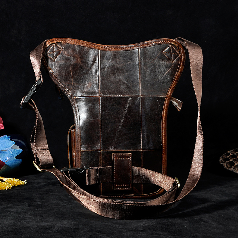 油蜡牛皮腿包真皮男男士复古多功能户外登山手机包电脑腰腿包潮包