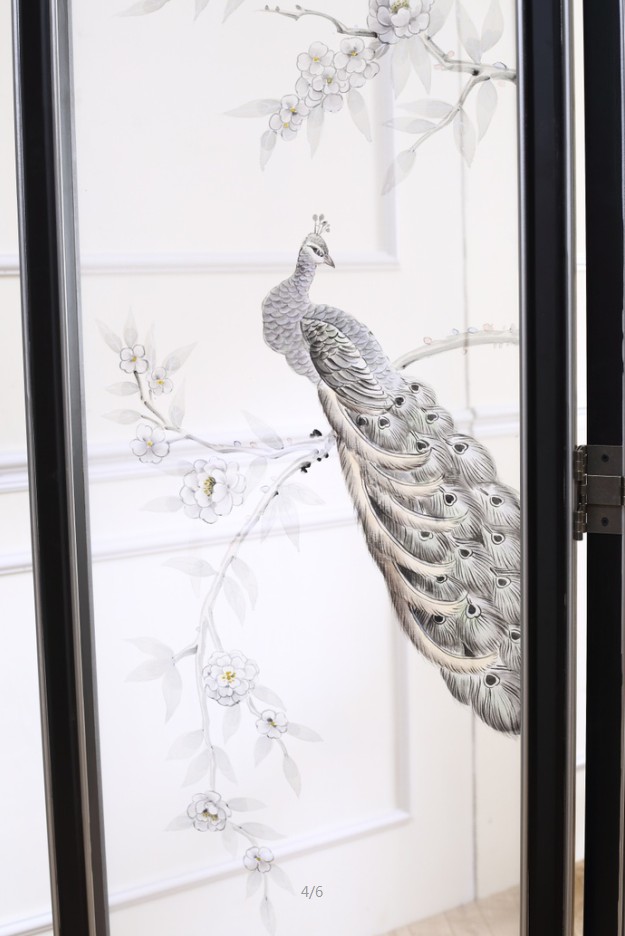 淮木新古典孔雀折屏厅客厅隔断 时尚实木孔雀屏风装饰隔断客厅卧室