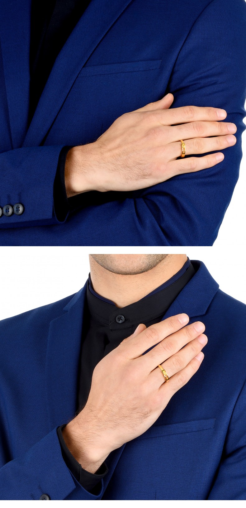 周生生(chow sang sang)足金心相拥男款对戒黄金戒指16799r计价